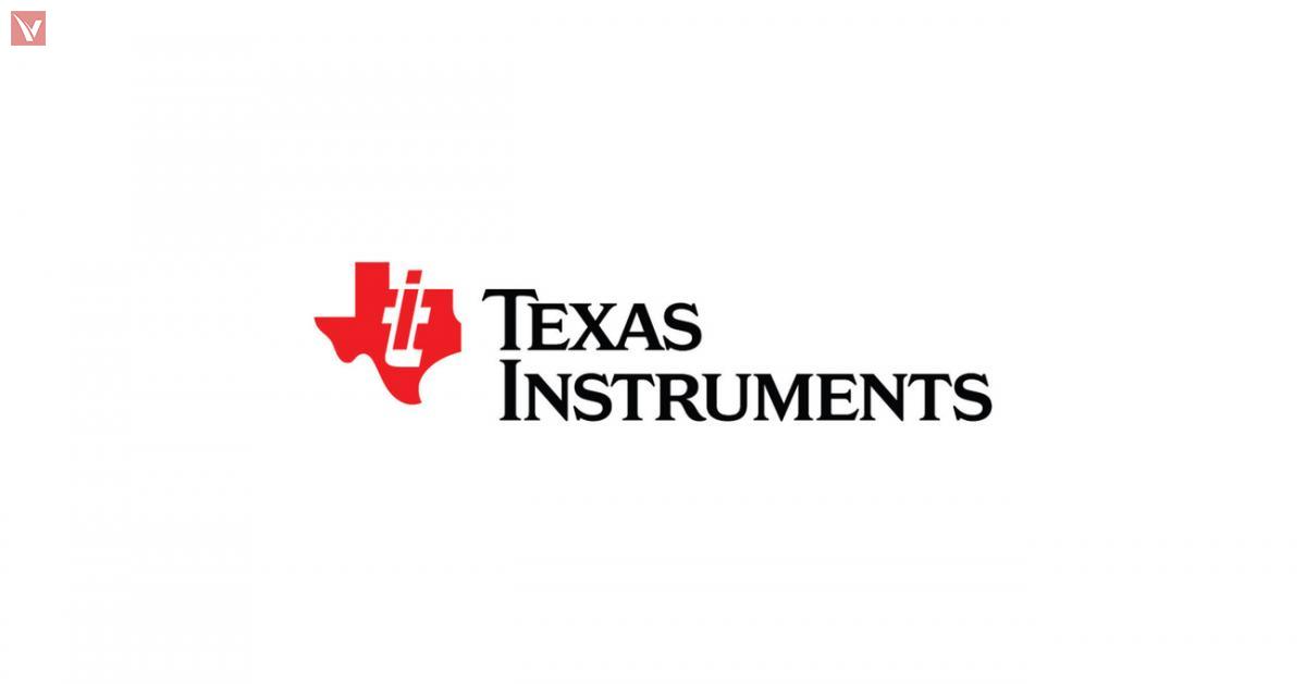 Texas Intruments (T1) official logo,red Texas state outline with TI letters, semiconductor and integrated circuit technology brand