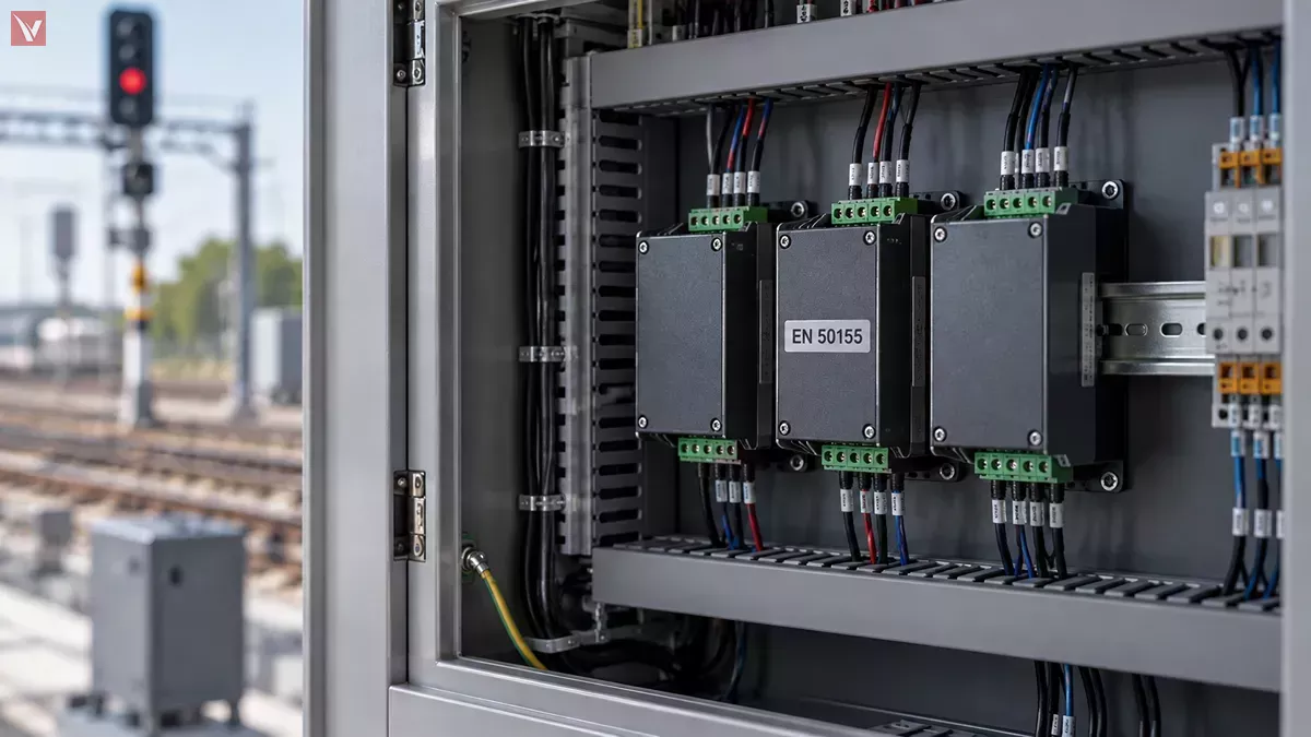 DC-DC converter modules installed in railway signal control cabinet